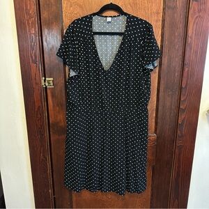 Old Navy Black Polka Dot V-Neck Mini Dress with White Dots